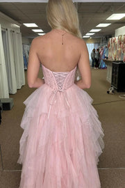 Glitter Tulle A-Line Strapless Empire Formal Prom Dress