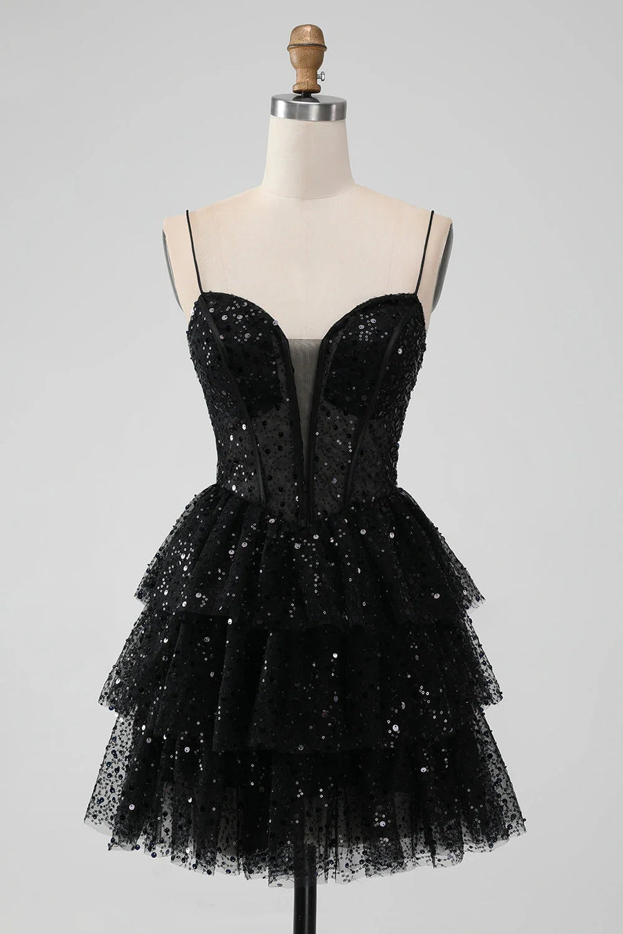 Glitter Tulle A-Line Sweetheart Sleeveless Tiered Homecoming Dress Glitter Tulle A-Line Sweetheart Sleeveless Tiered Homecoming Dress
