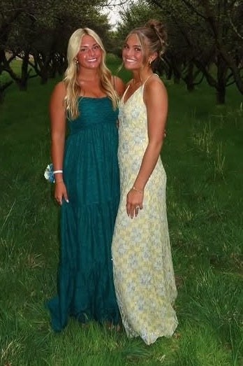 Green Spaghetti Straps A-Line Floor-Length Party Prom Dress