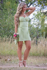 Green Sweetheart Straps A-Line Satin Mini Party Homecoming Dress