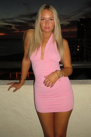 Halter Sleeveless Empire Fitted Mini Homecoming Party Dress