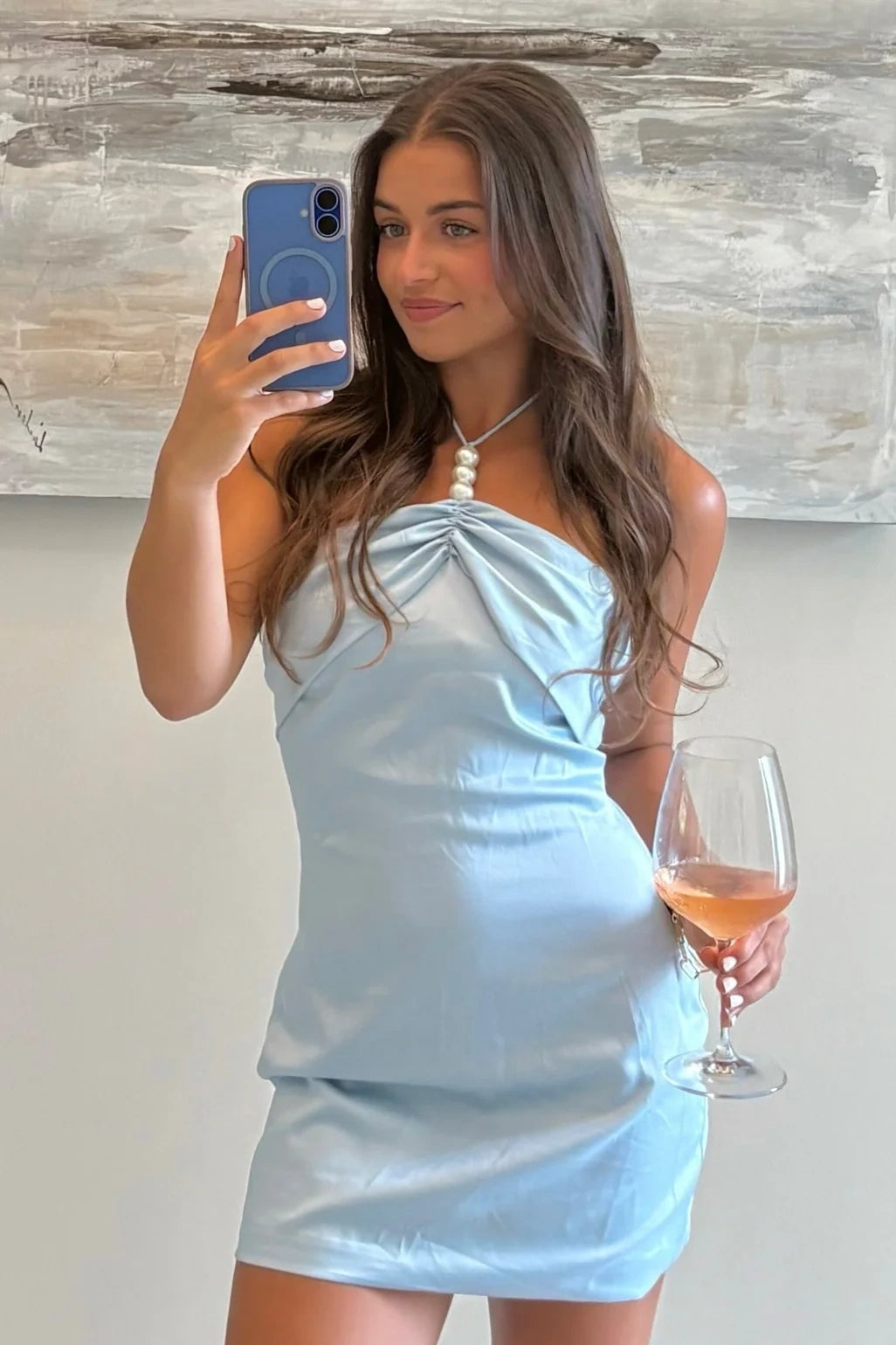 Halter Sleeveless Satin Fitted Mini Homecoming Party Dress
