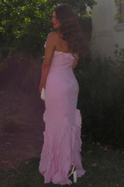 High Neck Sleeveless Empire Ruffle Party Prom Dress