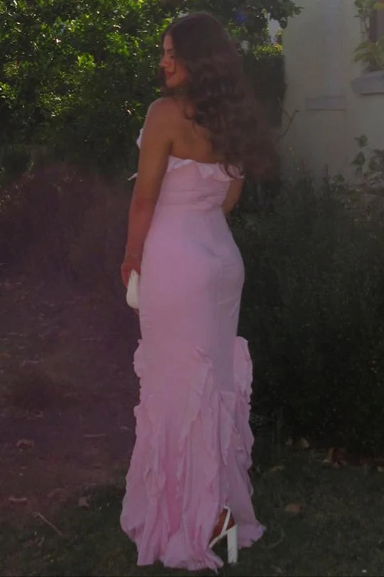 High Neck Sleeveless Empire Ruffle Party Prom Dress