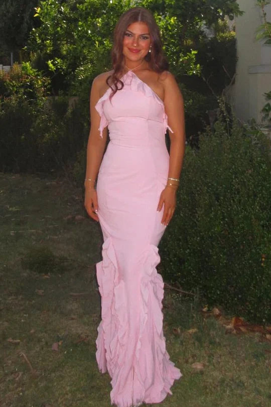 High Neck Sleeveless Empire Ruffle Party Prom Dress