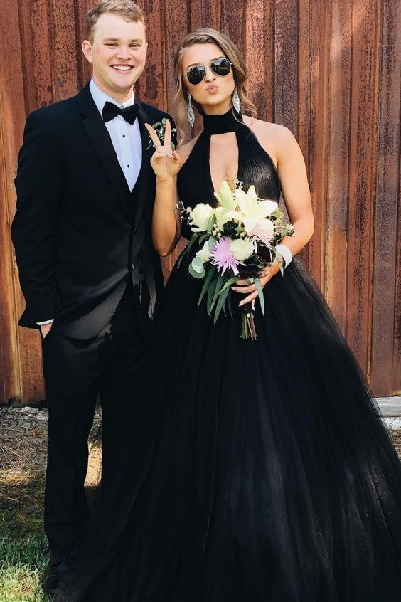 High Neck Sleeveless Empire Tulle A-Line Wedding Dress