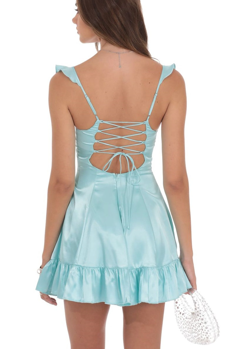 Hot Satin A-Line Sweetheart Straps Lace-Up Short Graduation Dress