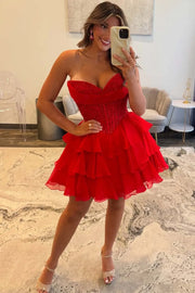 Hot Sweetheart  Empire A-Line Two Tone Tiered Homecoming Dress