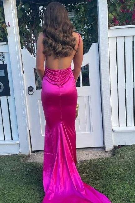 Hot V-Neck Spaghetti Straps Backless Mermaid Party Dress