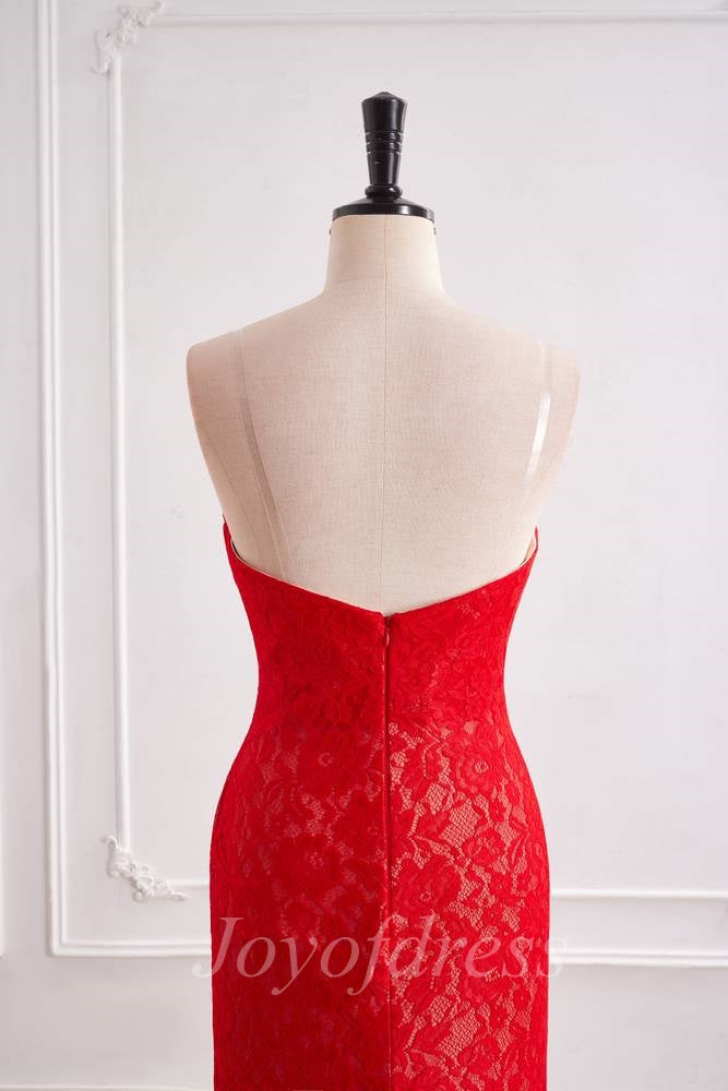 Hot V-Neck Strapless Fully Lace Long Party Prom Dress