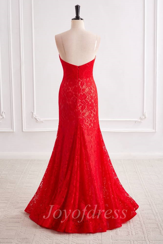 Hot V-Neck Strapless Fully Lace Long Party Prom Dress