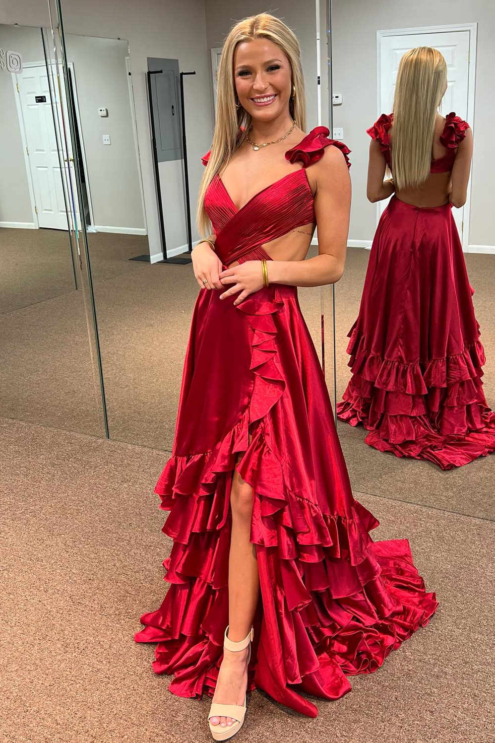 criss cross top prom dress Cut-Out Long Prom Dress with Criss-Cross Bodice Royal / Medium
