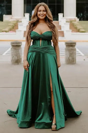 Sweetheart Strapless Satin A-Line Empire Party Prom Dress