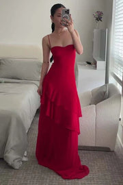 Chiffon A-Line Sweetheart Spaghetti Straps Empire Party Prom Dress