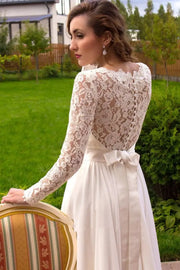 Lace Long Sleeves Empire A-Line Chiffon Wedding Dress