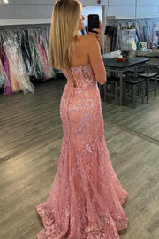 Lace Mermaid Sweetheart Strapless Empire Long Prom Dress