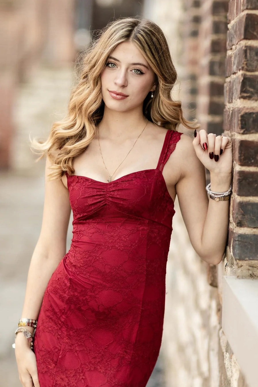 Lace Sweetheart Ruffle Straps Party Prom Dress With Leg Slit