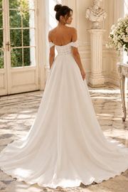 Lace Top Sweetheart Off-Shoulder Empire A-Line Wedding Dress