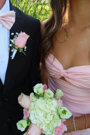 Little Pink Satin Fitted Sweetheart Strapless Pleated Homecoming Dress