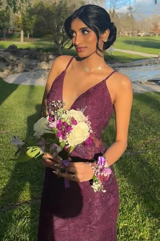 Low V-Neck Backless Mermaid Empire Lace Party Prom Dress