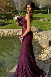 Low V-Neck Backless Mermaid Empire Lace Party Prom Dress