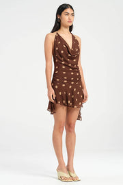 Low V-Neck Haiter Open Back Chiffon Summer Holiday Dress