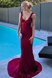 Low V-Neck Open Back Mermaid Long Party Prom Dress