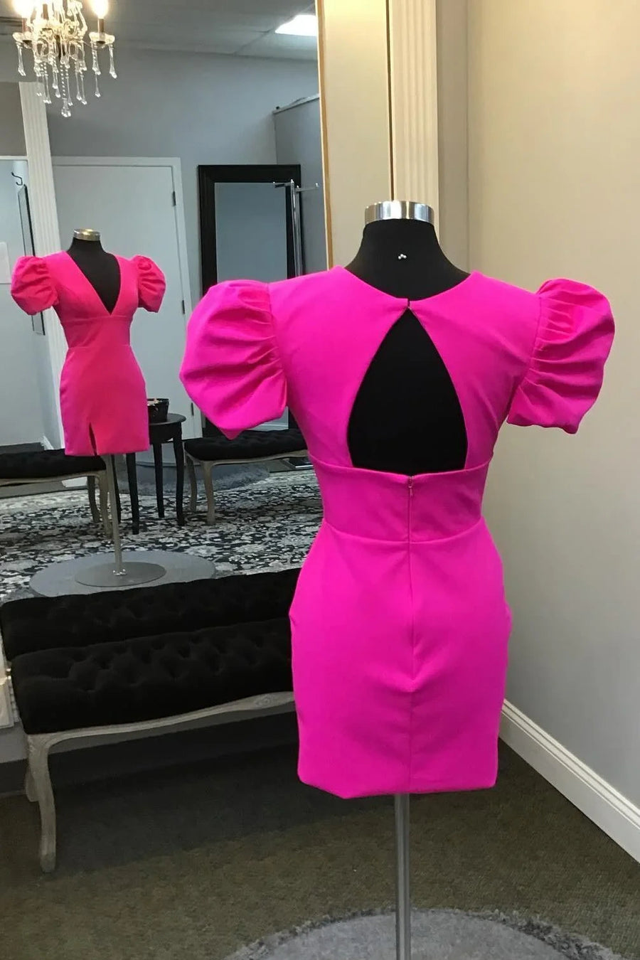 short sleeve mini homecoming dresses A-line Off-the-Shoulder Short Sleeve Short/Mini Chiffon Homecoming Dress with Ruffles S7325H - Homecoming Dresses