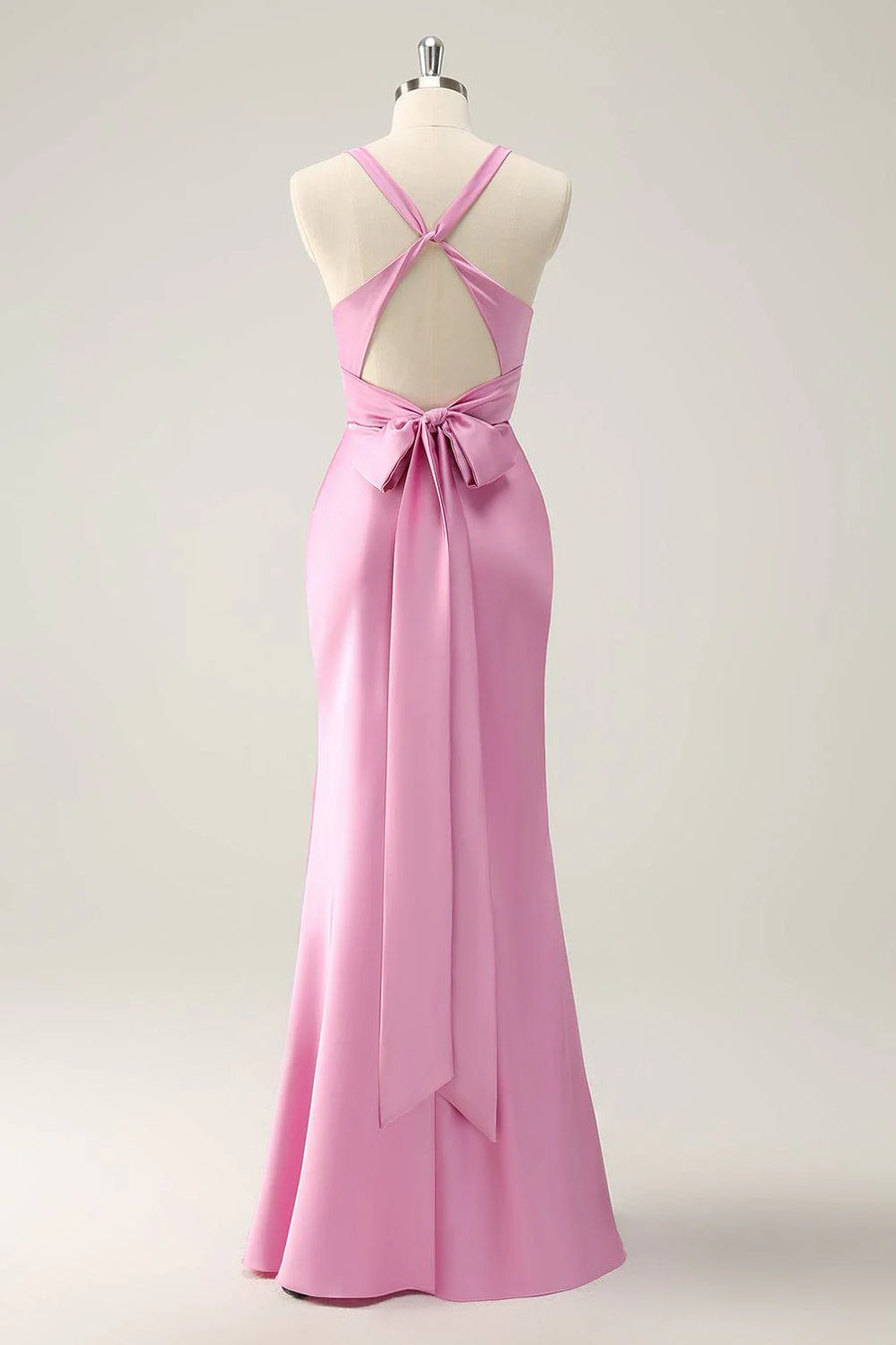 Low V-Neck Spaghetti Straps Empire Trumpet Bridesmaid Dress