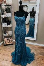 Mermaid Bateau Sleeveless Appliques Formal Party Dress