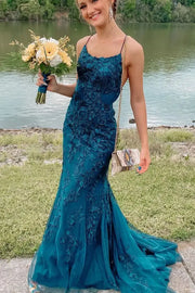 Mermaid Bateau Sleeveless Appliques Formal Party Dress