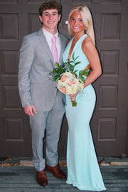 Mermaid Deep V-Neck Sleeveless Floor-Length Party Prom Dress