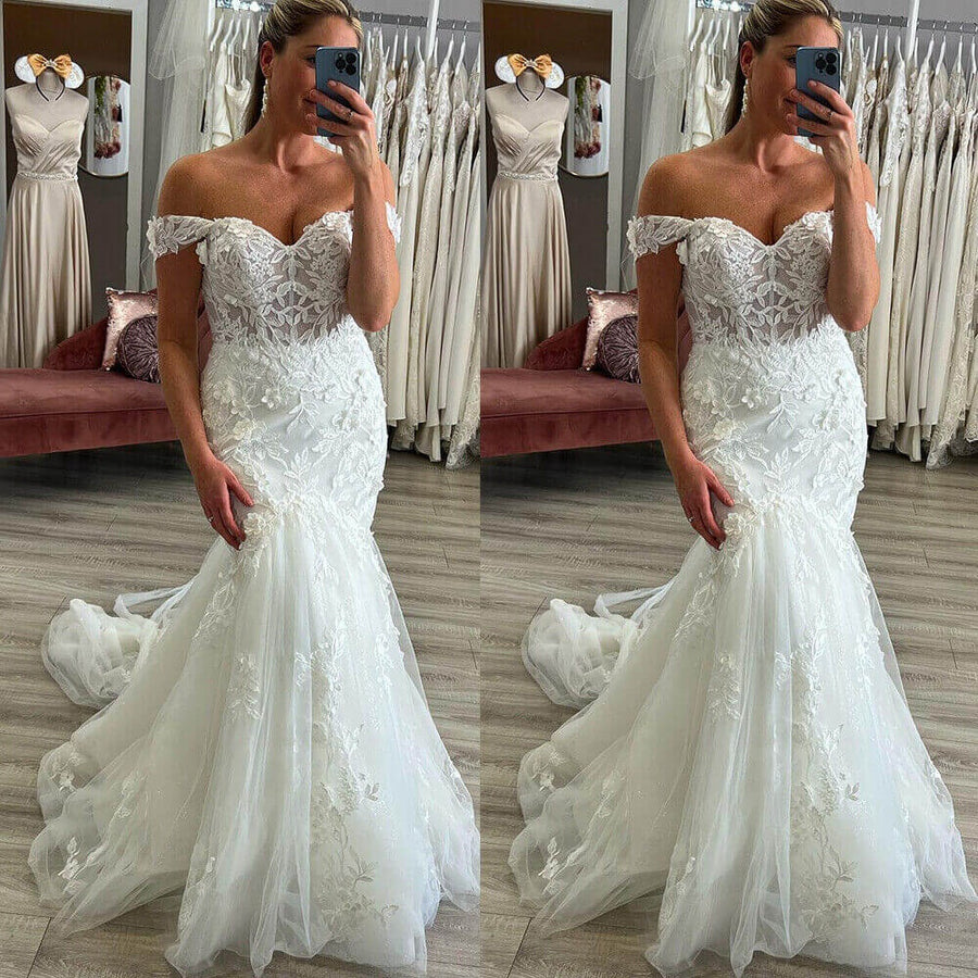 Mermaid Off-Shoulder Empire Lace Wedding Dress