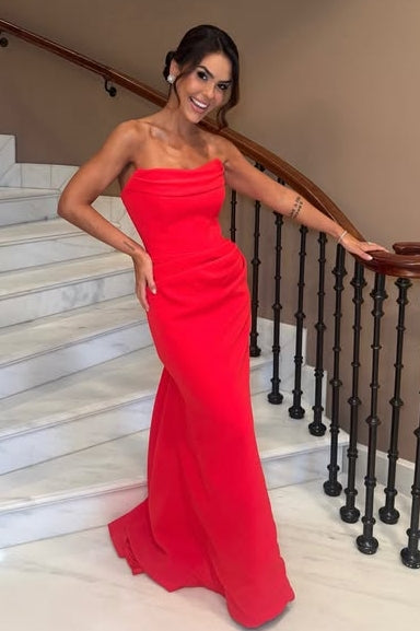 Mermaid Satin Bateau Sleeveless Long Party Prom Dress