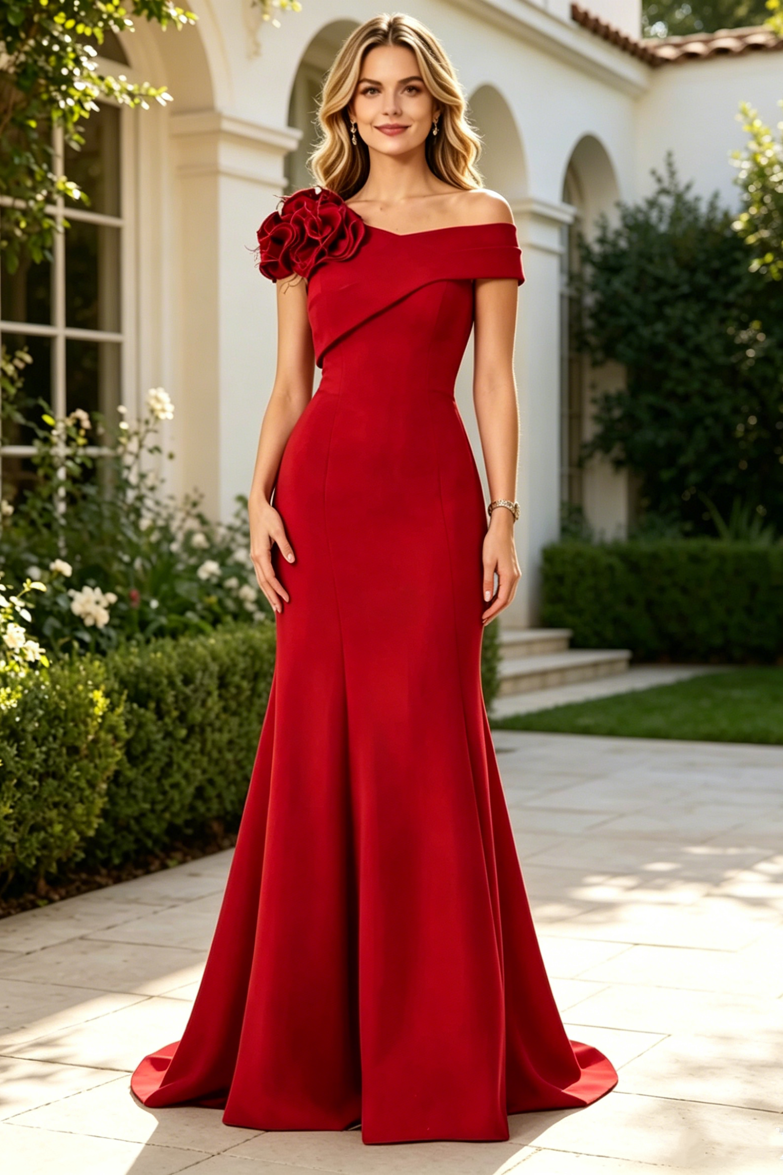 Mermaid Satin Off-Shoulder Empire Mother Of The Bride Dress