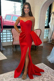 Mermaid Satin Sweetheart Strapless Formal Party Dress