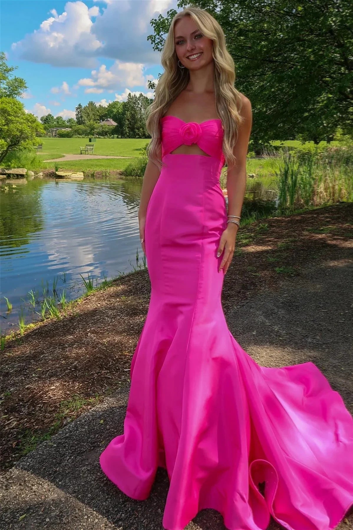 Mermaid Strapless Empire Backless Party Prom Dress