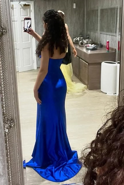 Mermaid Strapless Empire Party Prom Dress With Slit