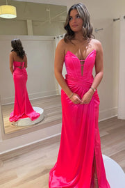 Mermaid Strapless Empire Ruched Party Prom Dress