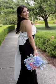 Mermaid Strapless Empire Satin Party Prom Dress With Bow