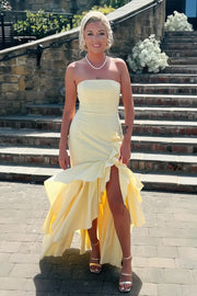 Mermaid Strapless Ruffle Slit Party Prom Dress