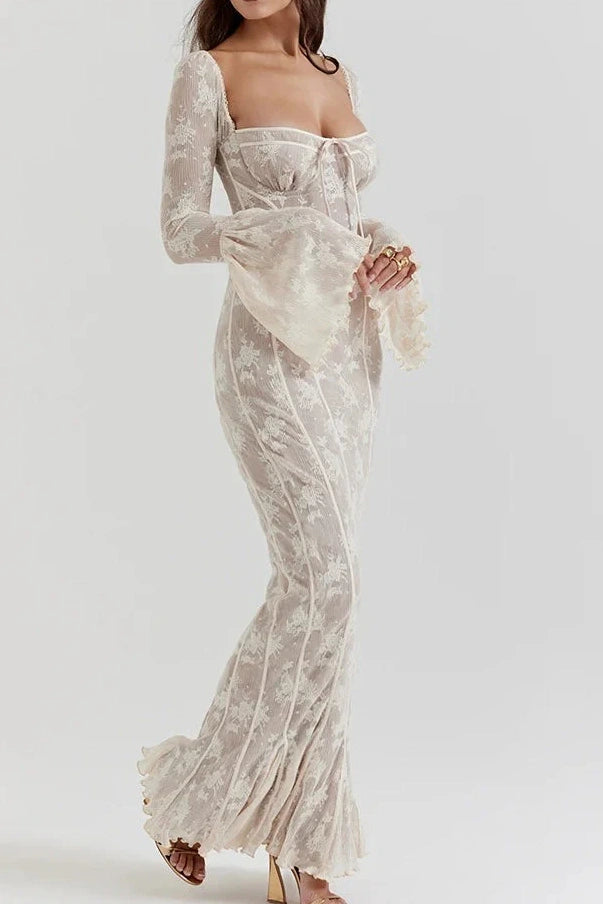 Mermaid Sweetheart Long Sleeves Lace Party Prom Dress