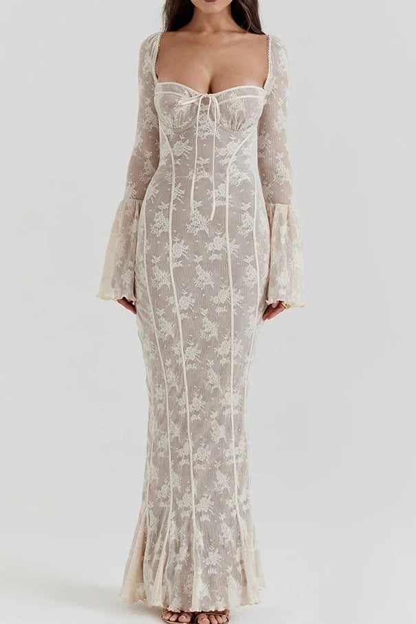 Mermaid Sweetheart Long Sleeves Lace Party Prom Dress