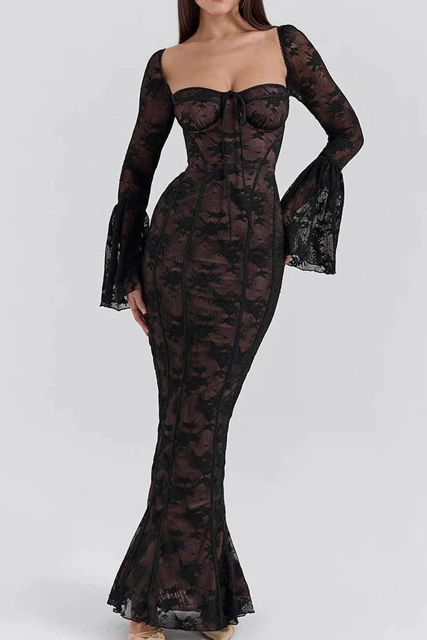 Mermaid Sweetheart Long Sleeves Lace Party Prom Dress