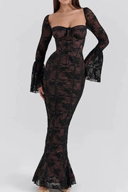 Mermaid Sweetheart Long Sleeves Lace Party Prom Dress