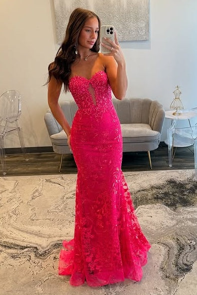 Mermaid Sweetheart Strapless Lace Party Prom Dress