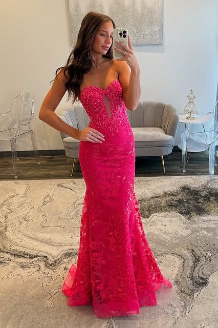 Mermaid Sweetheart Strapless Lace Party Prom Dress