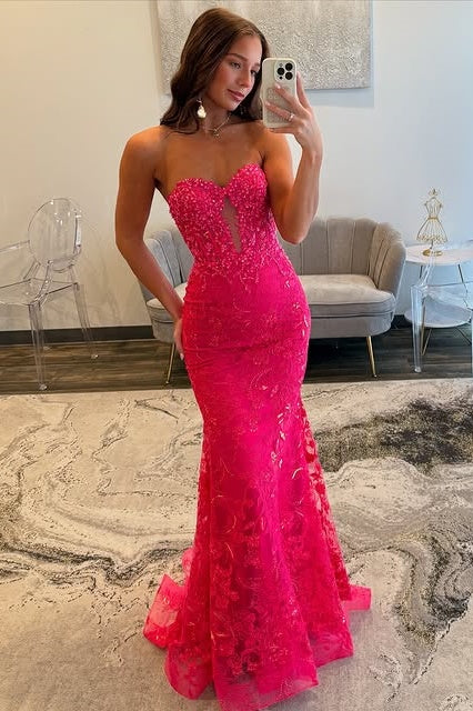 Mermaid Sweetheart Strapless Lace Party Prom Dress