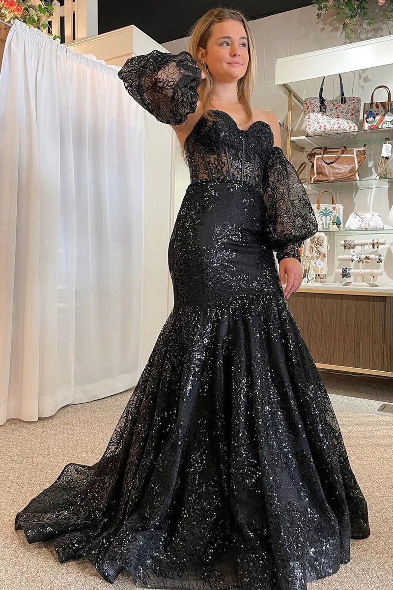 Mermaid Sweetheart Strapless Lace Prom Dress