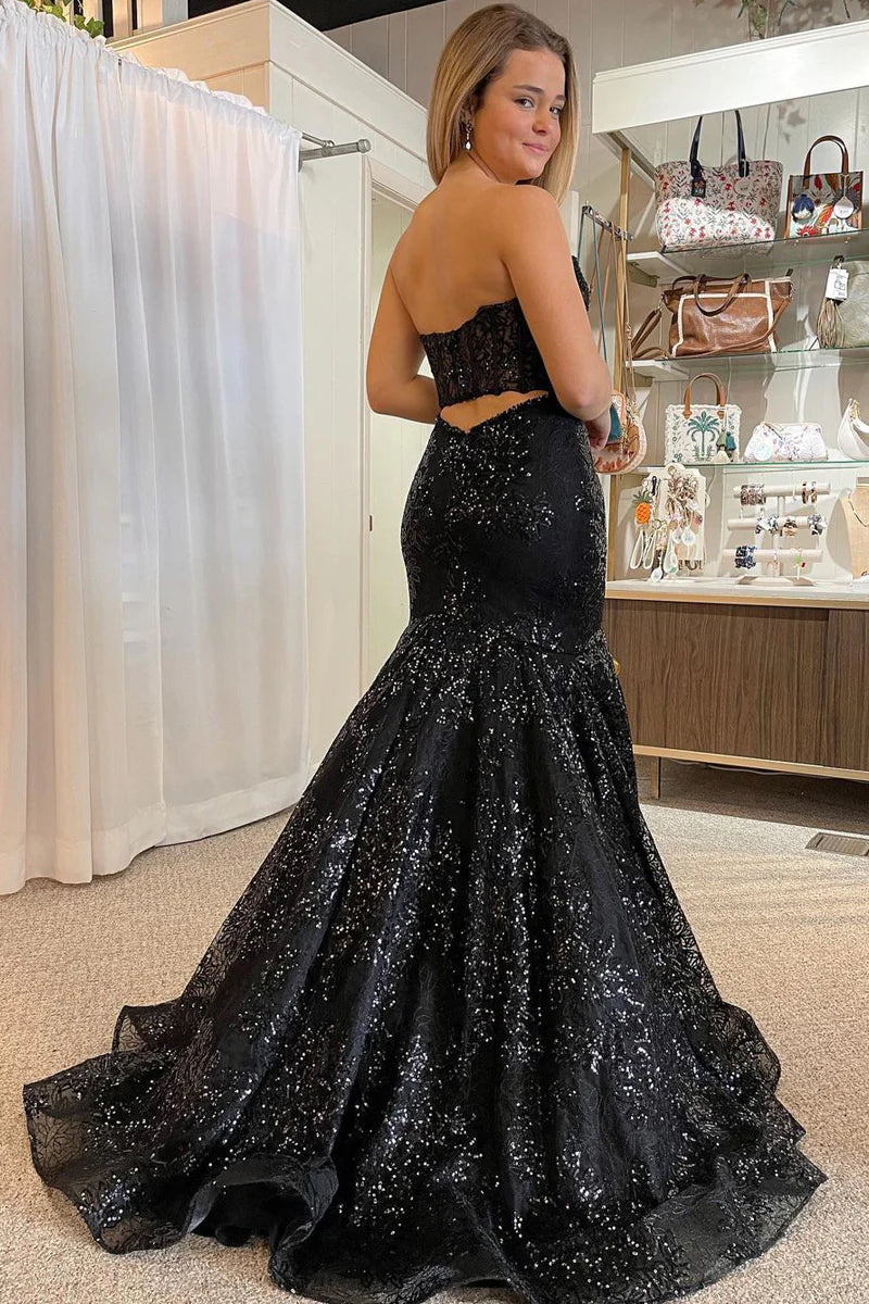 Mermaid Sweetheart Strapless Lace Prom Dress